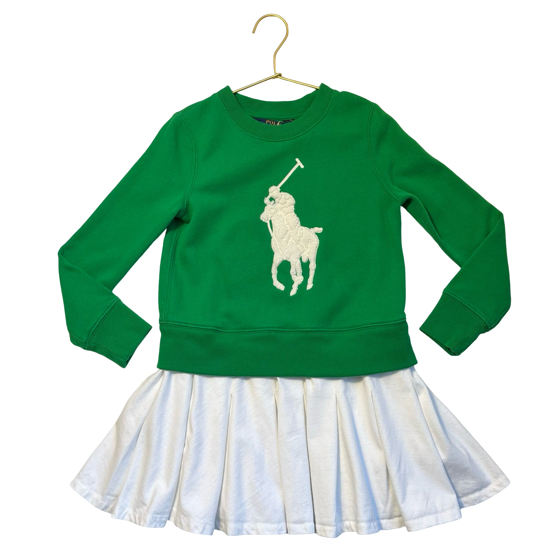 Polo Ralph Lauren Green & Ivory Sweatshirt Dress - Size S 7
