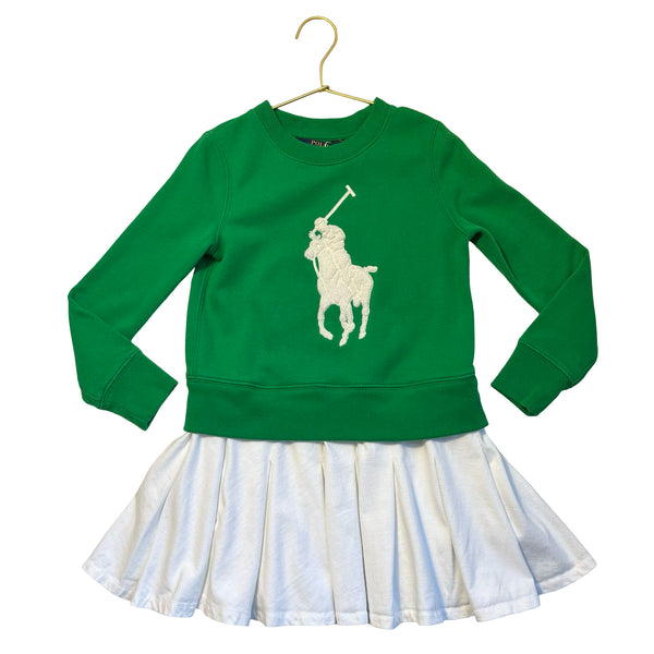 Polo Ralph Lauren Green & Ivory Sweatshirt Dress - Size S 7