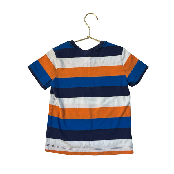 Hanna Andersson Blue, Navy, White, Orange Striped T-Shirt - Size 3