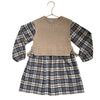 Zara Tan & Blue Plaid Flannel & Tan Sweater Vest Dress - Size 3-4