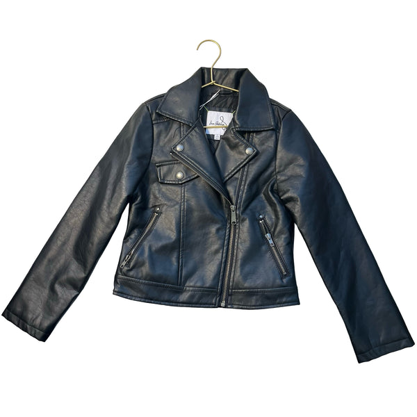 Sam Edelman Black Faux Leather Moto Jacket - Size S 7-8