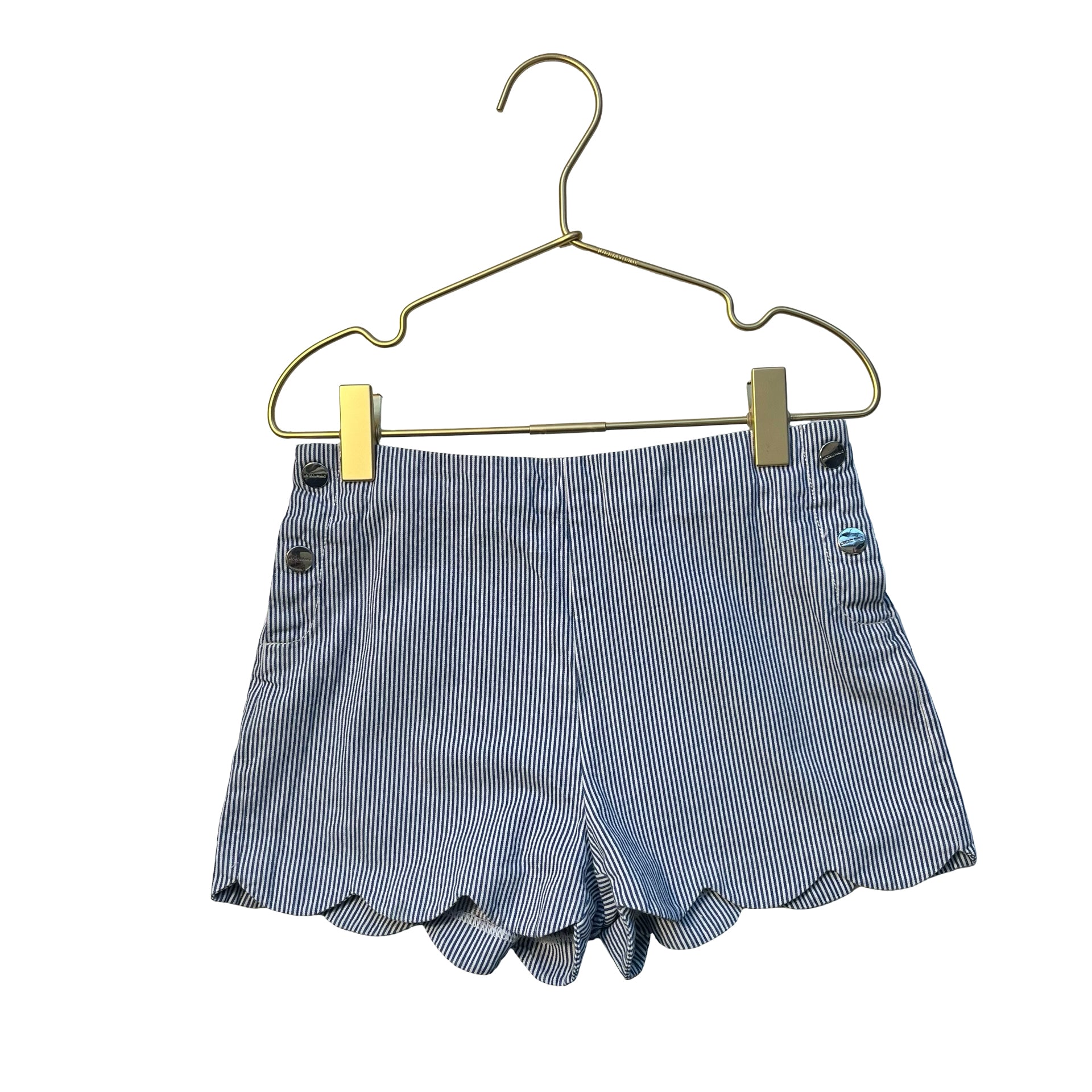 Jacadi Navy & White Striped Scallop Hem Shorts - Size 8A