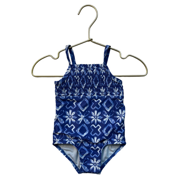 OshKosh Blue & Ivory Pattern Swim Suit - Size 6 Mo