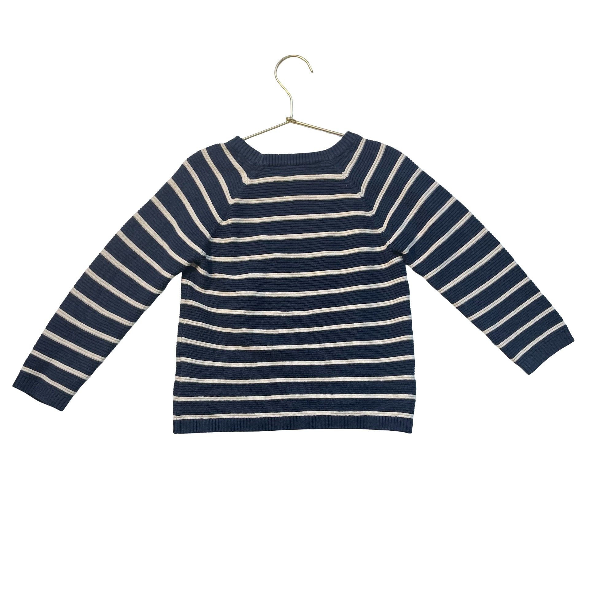 H&M Navy & Ivory Striped Cotton Sweater - Size 3-4T