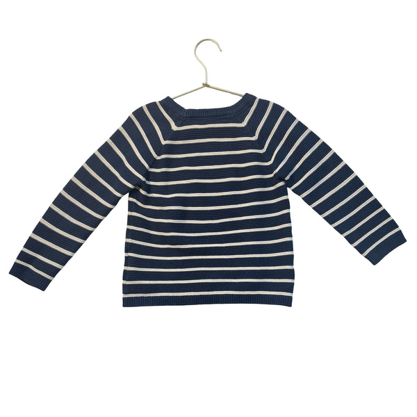 H&M Navy & Ivory Striped Cotton Sweater - Size 3-4T