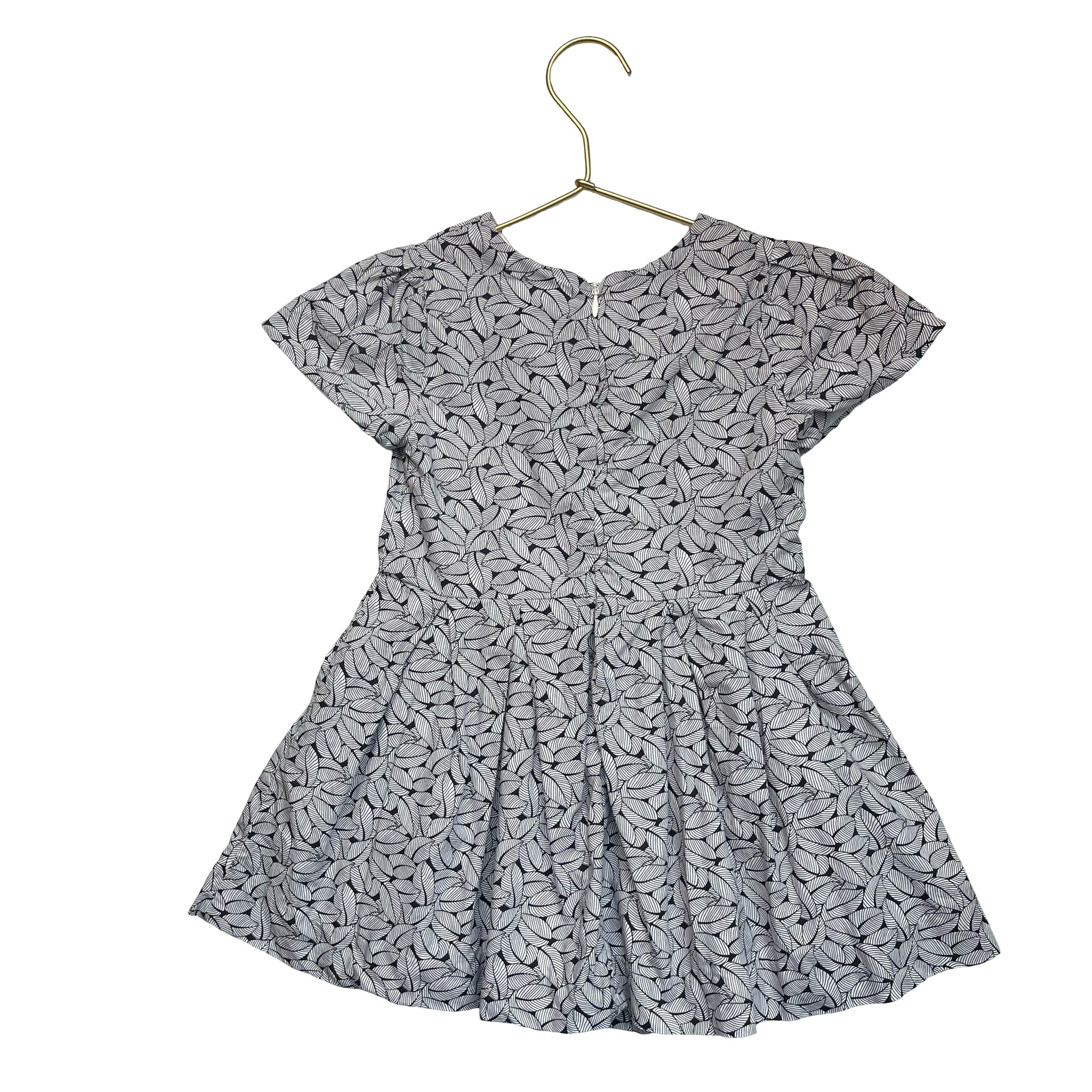 Jacadi Navy & White Leaf Print Dress - Size 3A