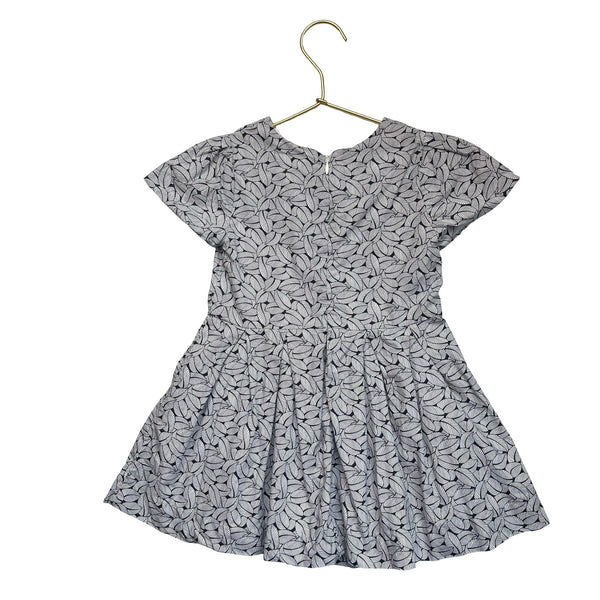 Jacadi Navy & White Leaf Print Dress - Size 3A