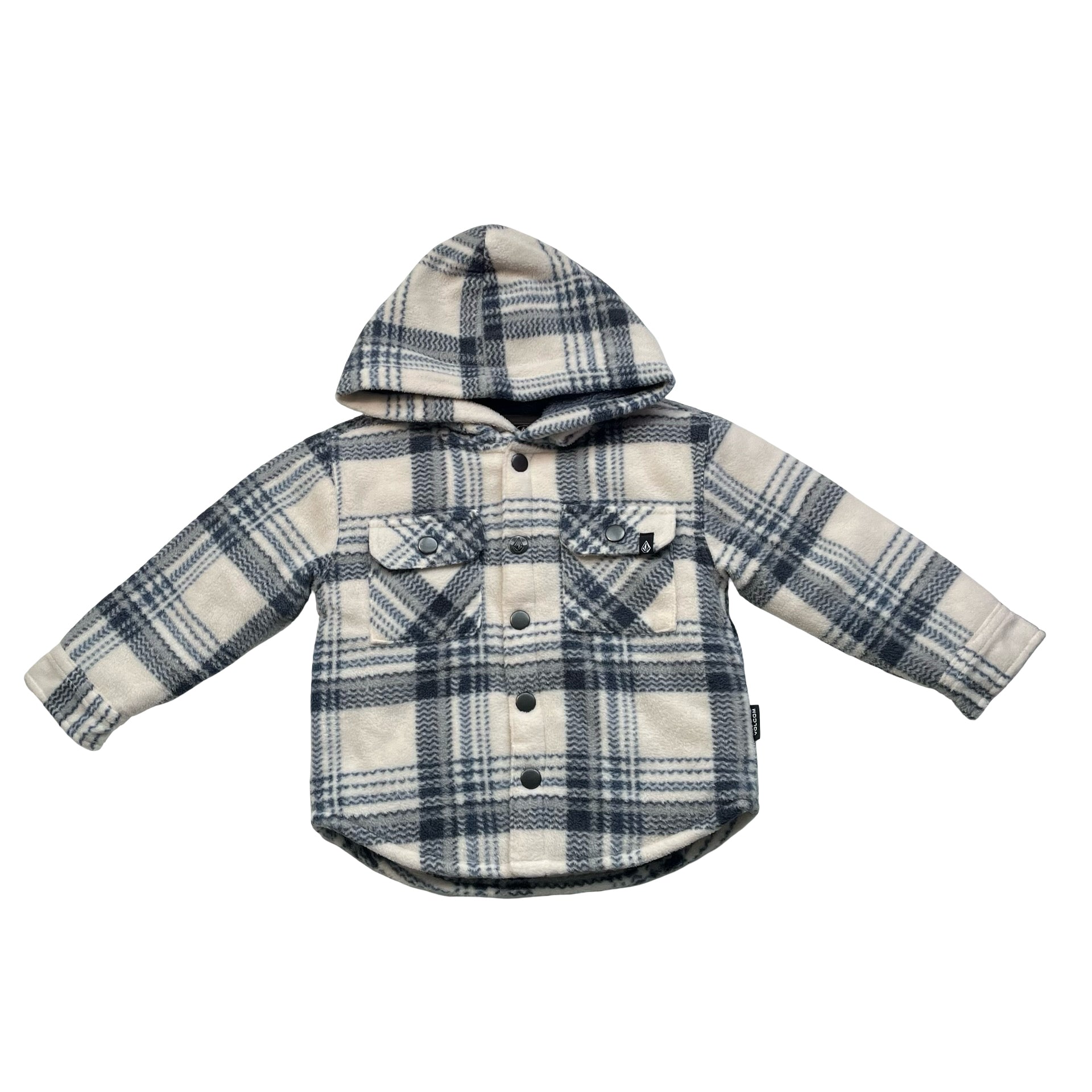 Volcom Ivory & Blue Plaid Fleece Shacket Jacket - Size 18 Months