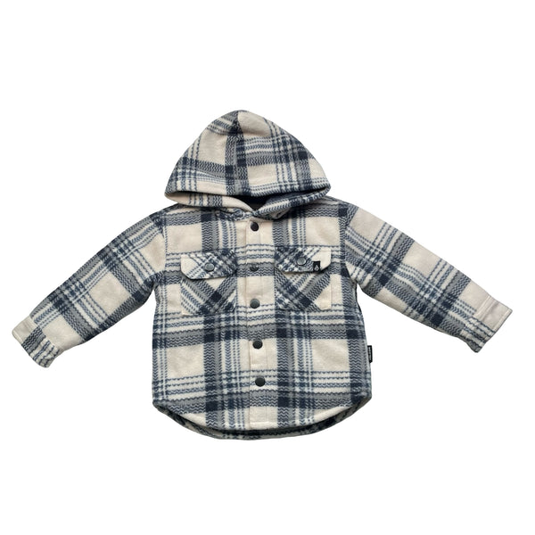 Volcom Ivory & Blue Plaid Fleece Shacket Jacket - Size 18 Months