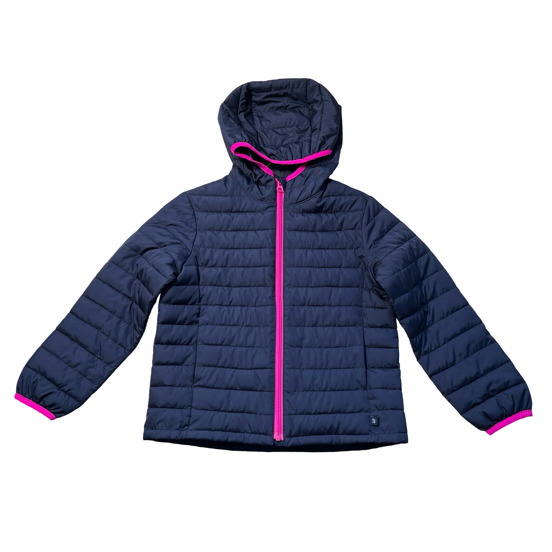 Gap Kids ColdControl Navy & Pink Hooded Puffer Jacket - Size S 6-7