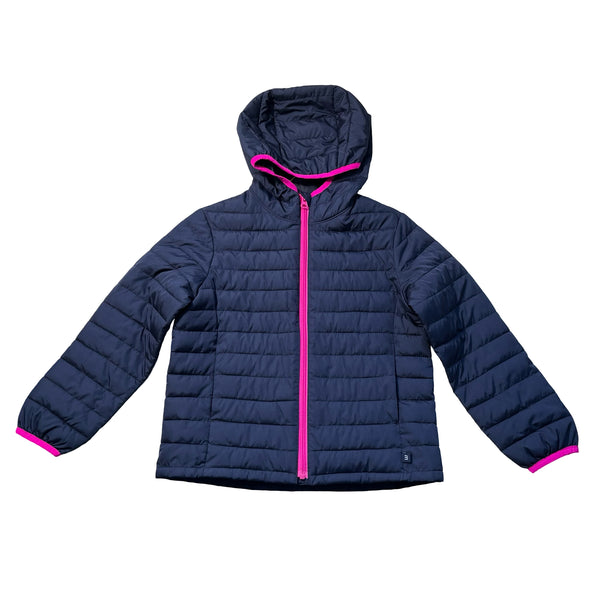 Gap Kids ColdControl Navy & Pink Hooded Puffer Jacket - Size S 6-7