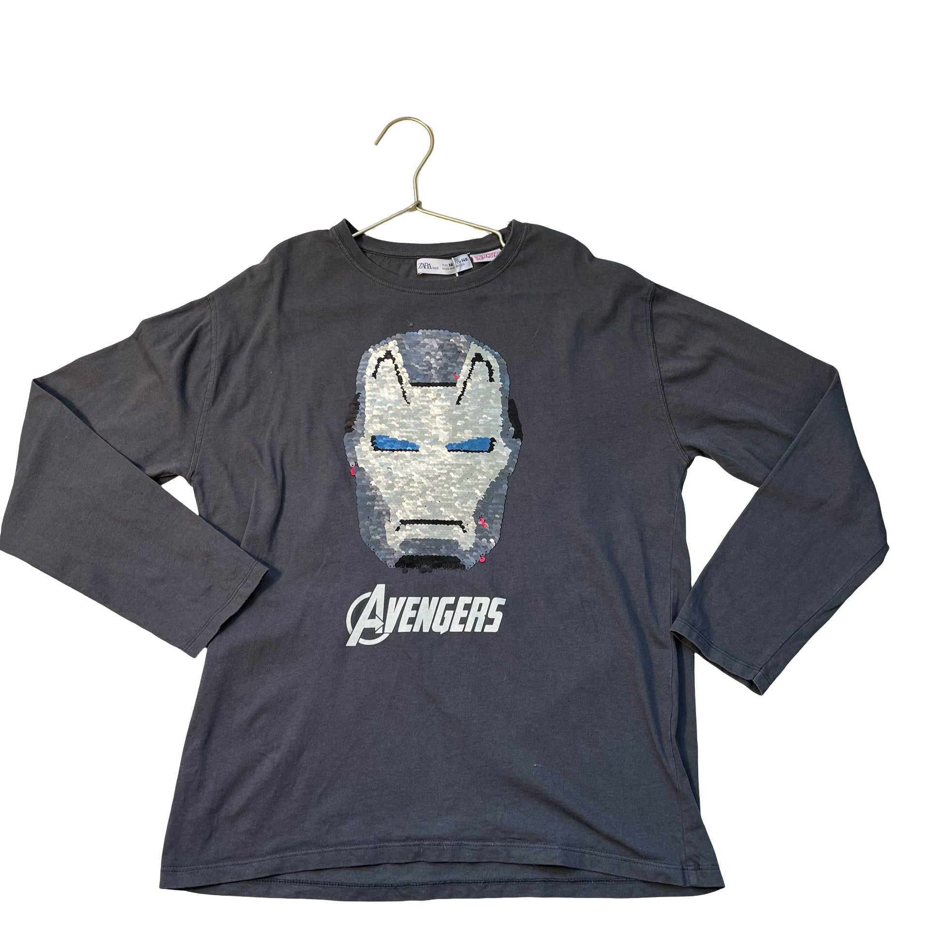 Zara x Avengers Gray Flip Sequin Shirt - Size 10