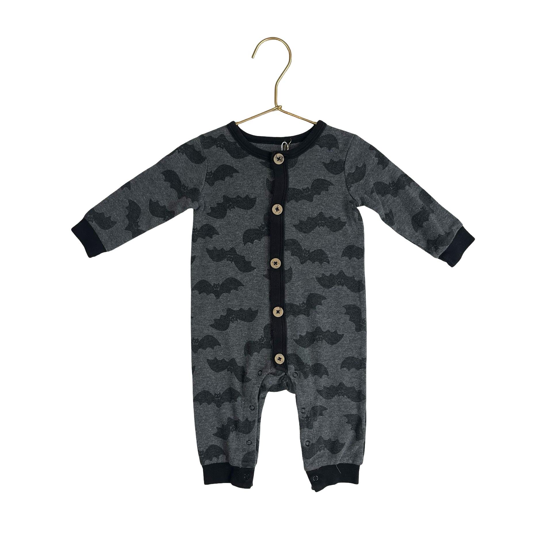 Celebrate Gray & Black Halloween Bat One Piece - Size 6/9 Months