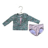Ruffle Butts Green Floral & Pink Striped Seersucker 2 Piece Swim Suit - 3-6 Mo