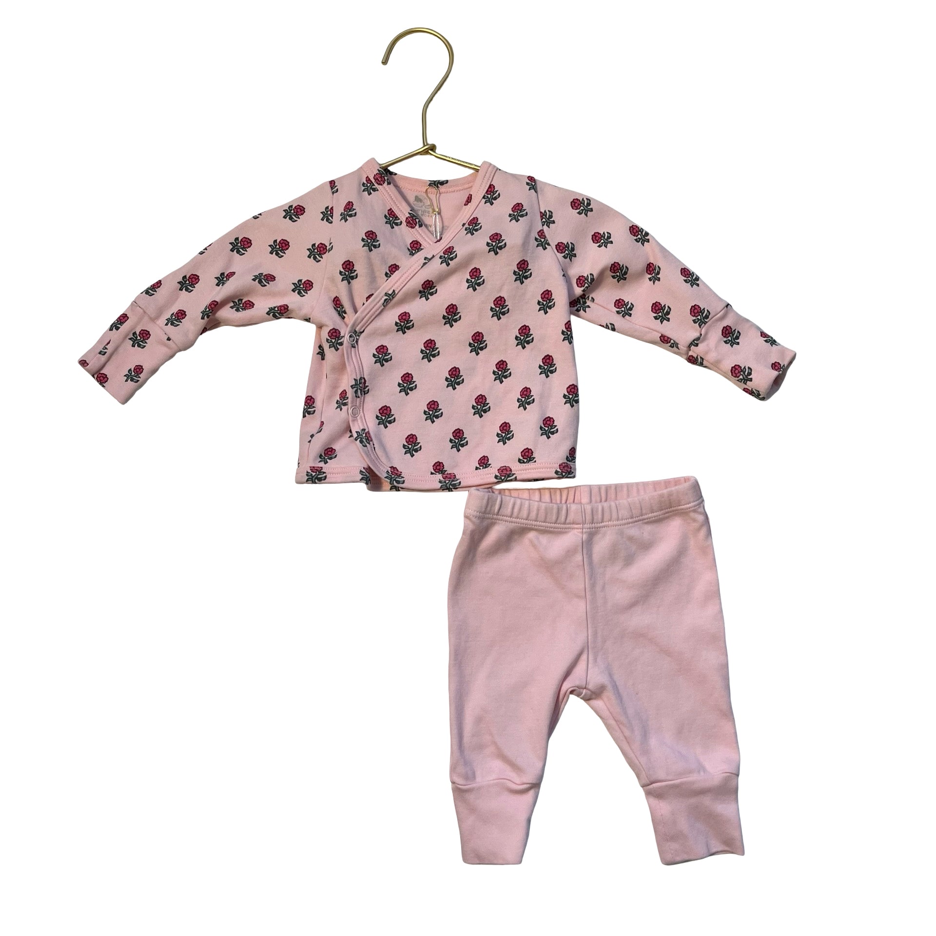 Pink Chicken Pink Pants & Flower Print Top Set - Size Newborn