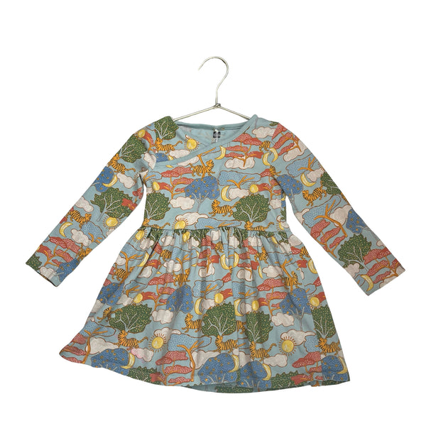 Tea Collection Light Blue Tiger & Tree Print Dress - Size 3T