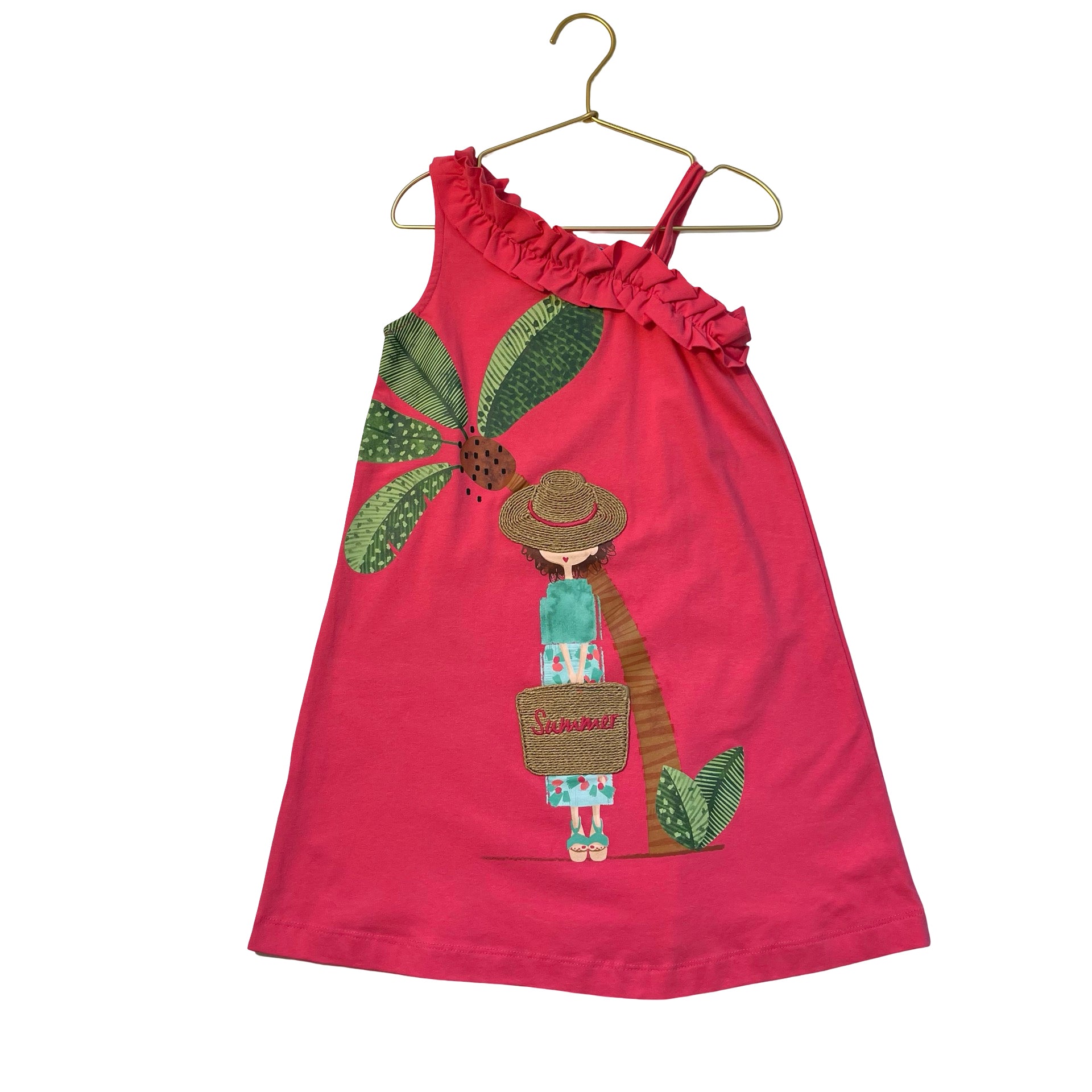 Mayoral Pink 'Summer' Girl Graphic Dress - Size 7