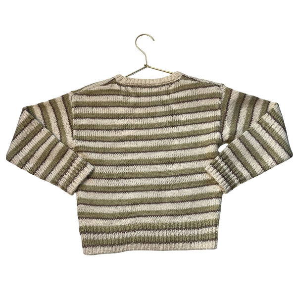 Rylee & Cru Ivory, Olive, Brown Striped Sweater - Size 8-9Y