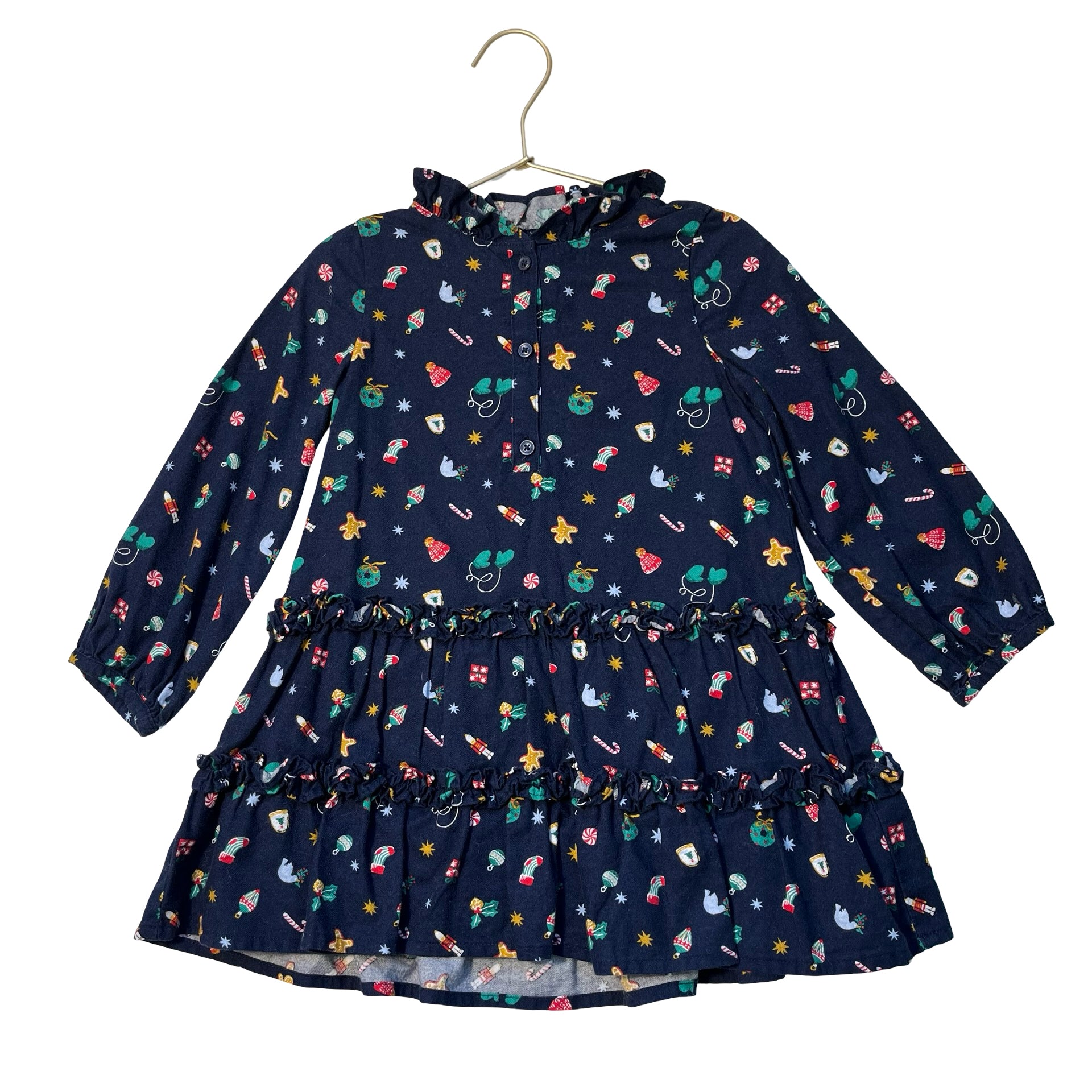 Janie and Jack Navy Holiday Print Dress - Size 3