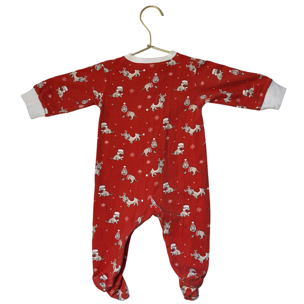 Kissy Kissy Red Christmas Dog Footed PJs - Size 9 Mo