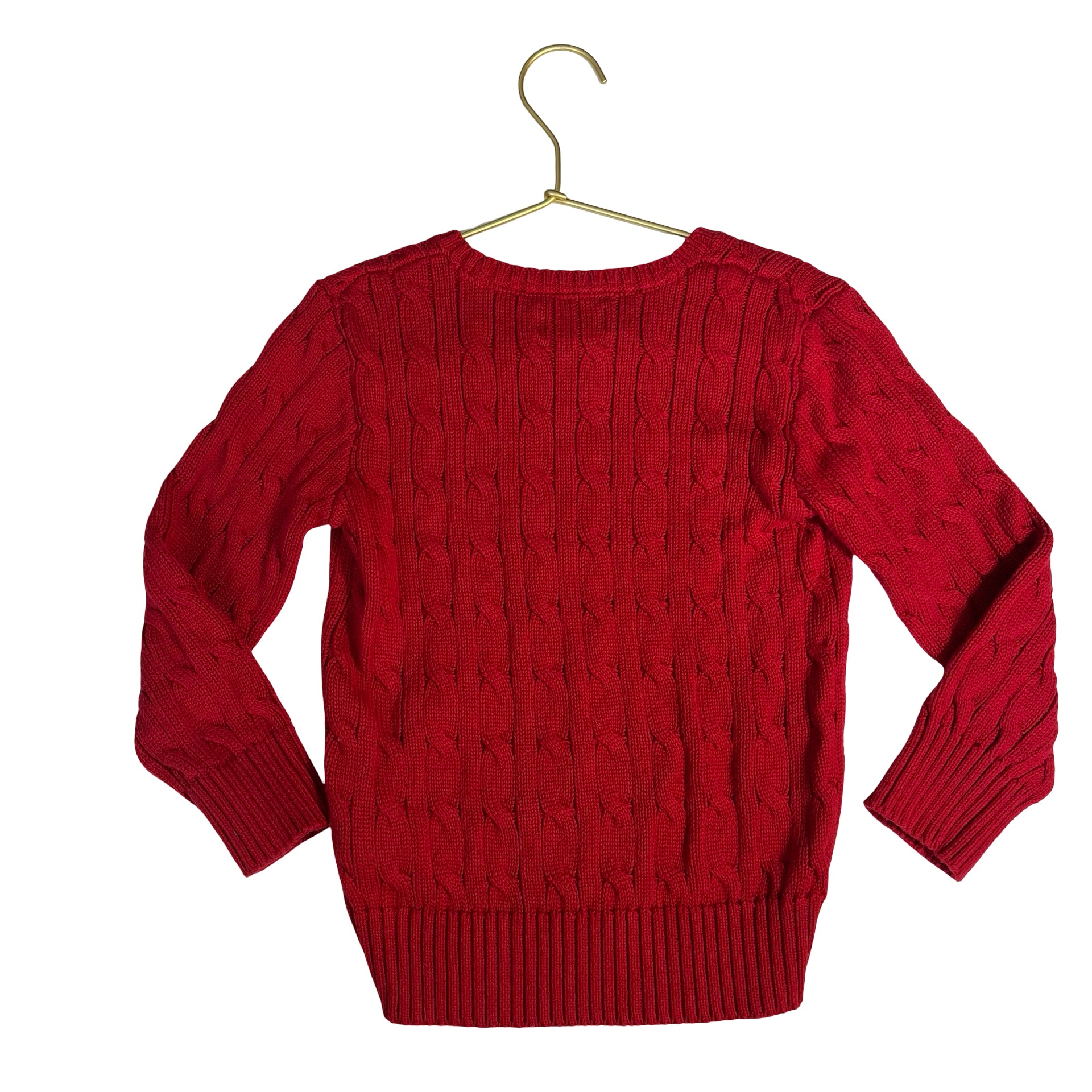 Polo Ralph Lauren Red Cotton Cable-Knit Sweater - Size 4