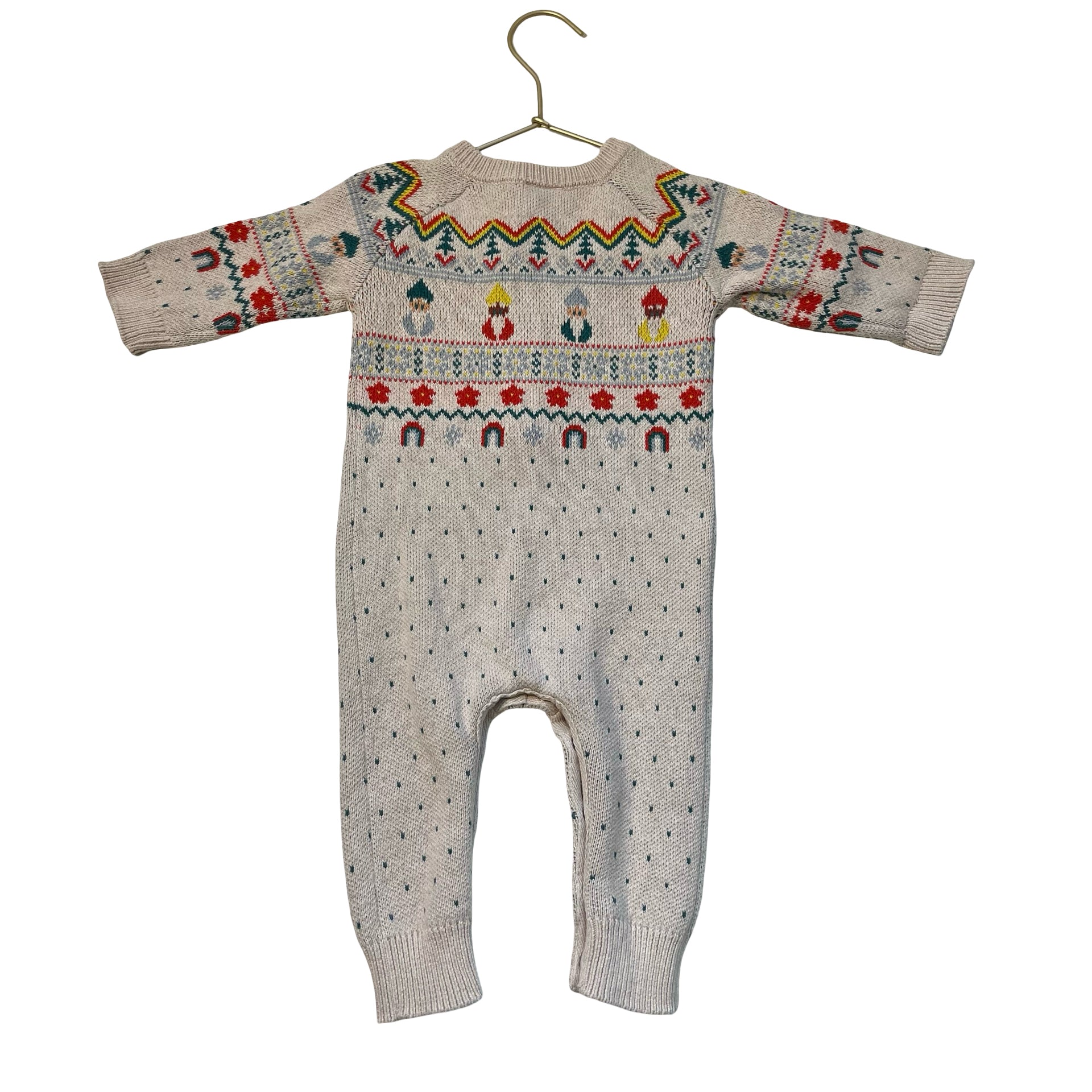 Hanna Andersson Gnome Fair Isle Cotton Knit One-Piece - Sizze 6-12 Mo