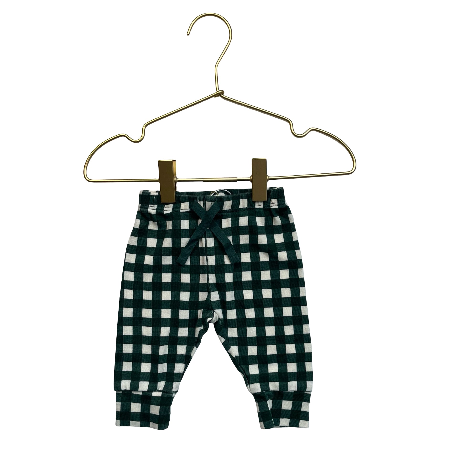 Baby Gap Green & Ivory Check Joggers - Size 0-3 Mo