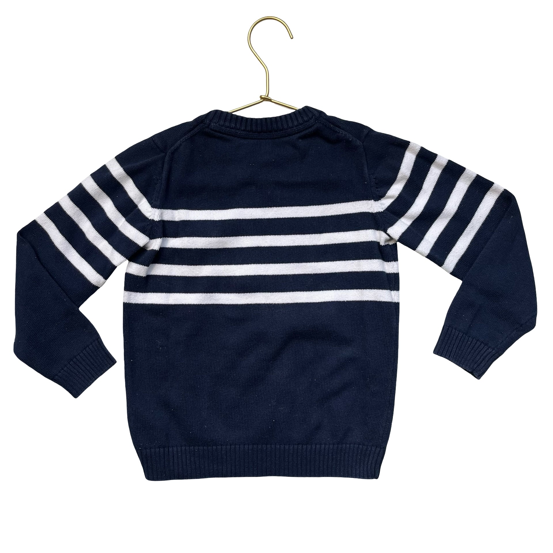 Janie and Jack Navy & White Striped Cotton Sweater - Size 5