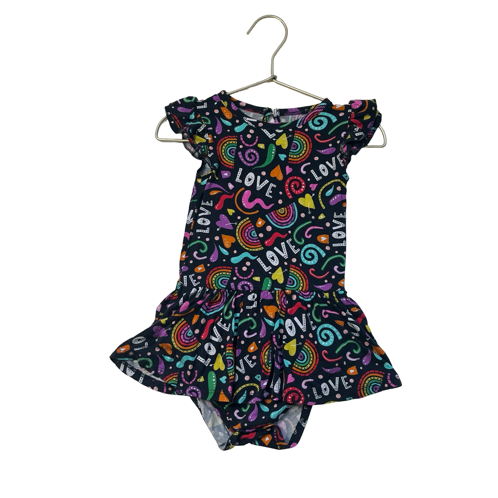 Little Bum Bums Graphic Print Black Dress - Size 2