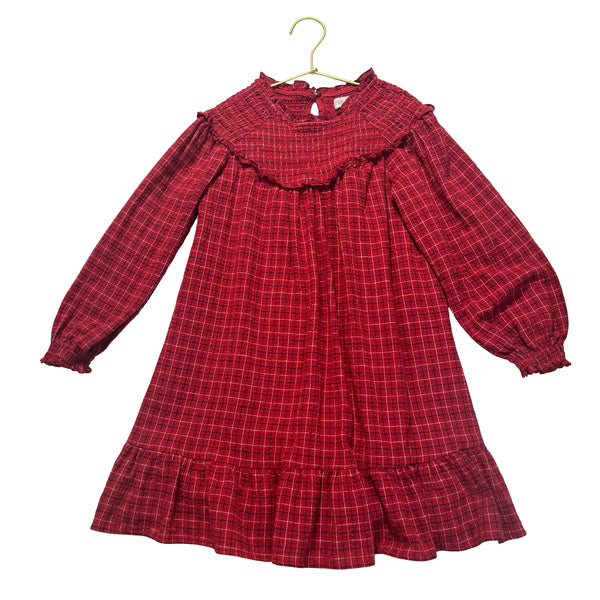 Zara Red Plaid Smocked Dress - Size 9
