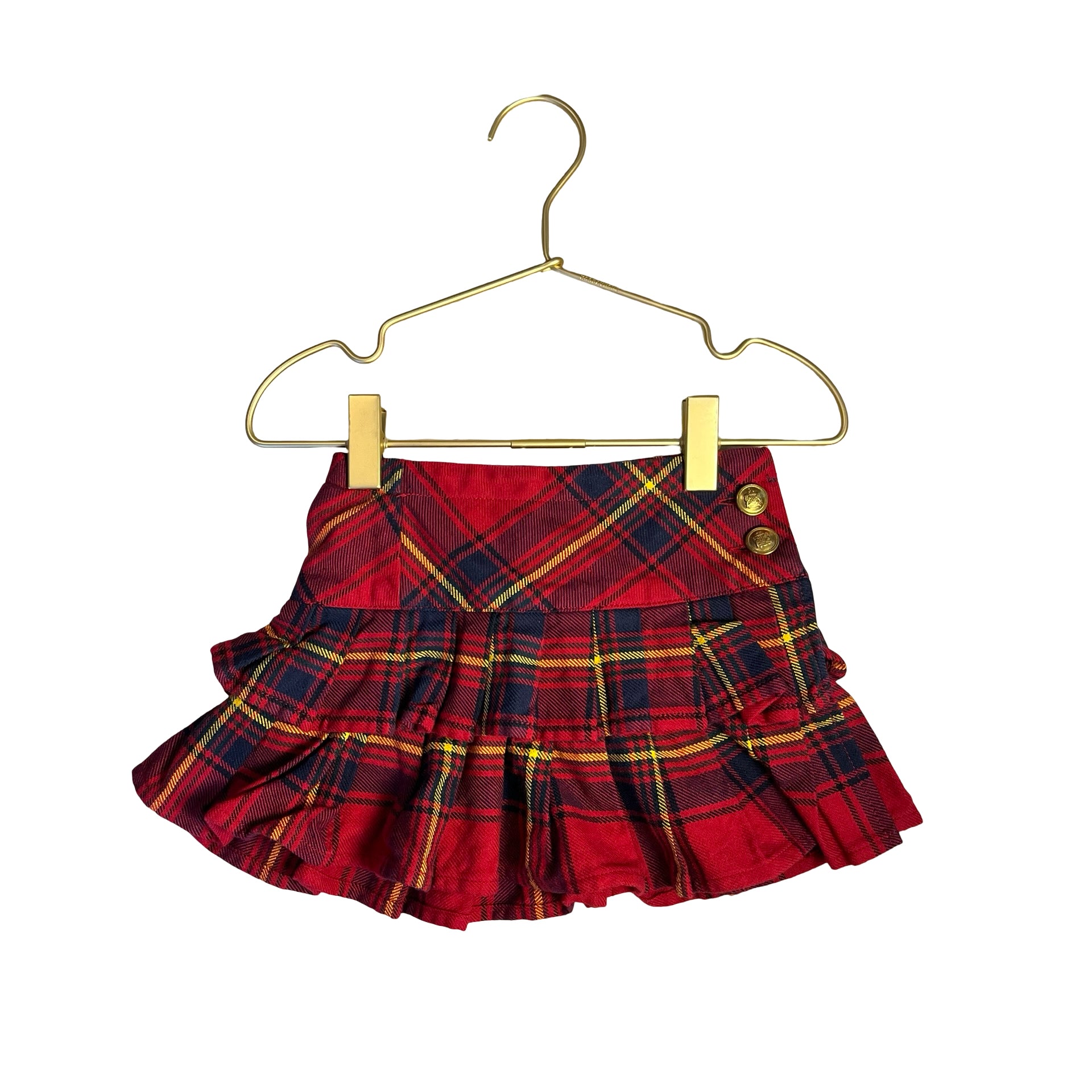 Ralph Lauren Red & Navy Plaid Pleated Skirt - Size 2