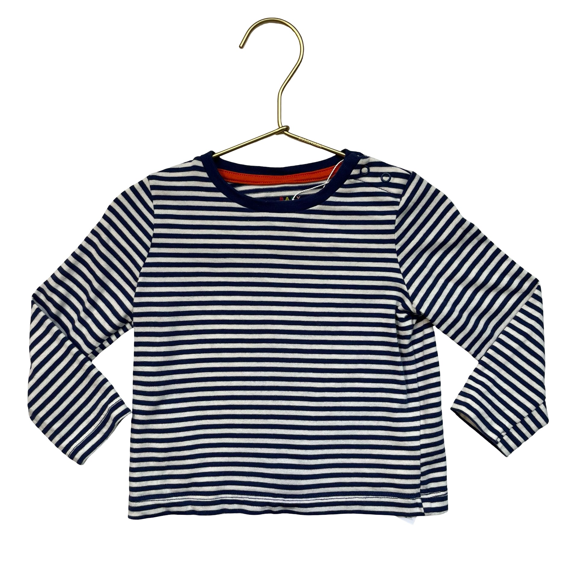 Baby Boden Navy Striped Shirt - Size 6-12 Mo