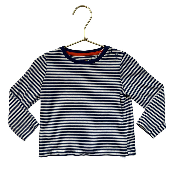 Baby Boden Navy Striped Shirt - Size 6-12 Mo