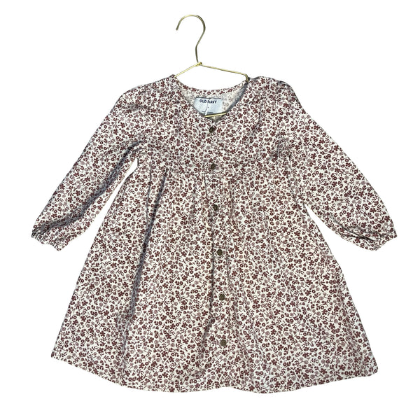 Old Navy Ivory & Plum Floral Corduroy Dress - Size 4T
