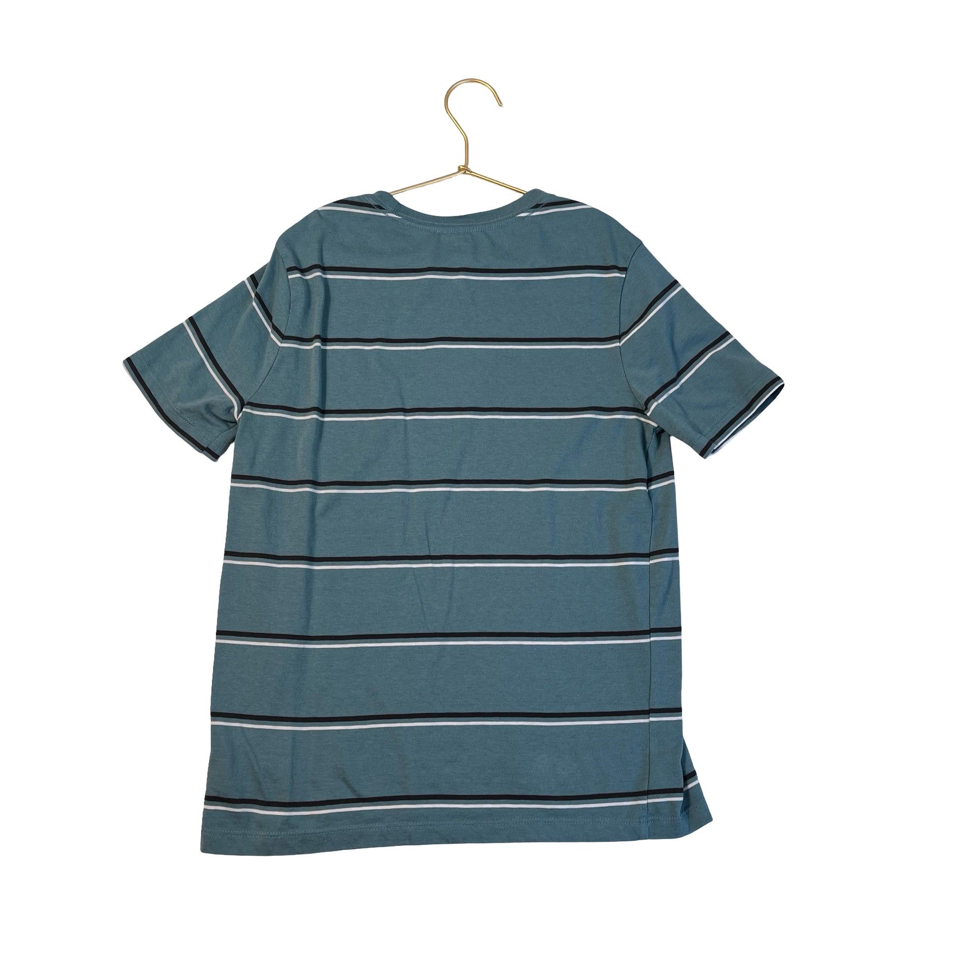 Old Navy Teal, Black & Ivory Stripe T-Shirt - Size L (10/12)