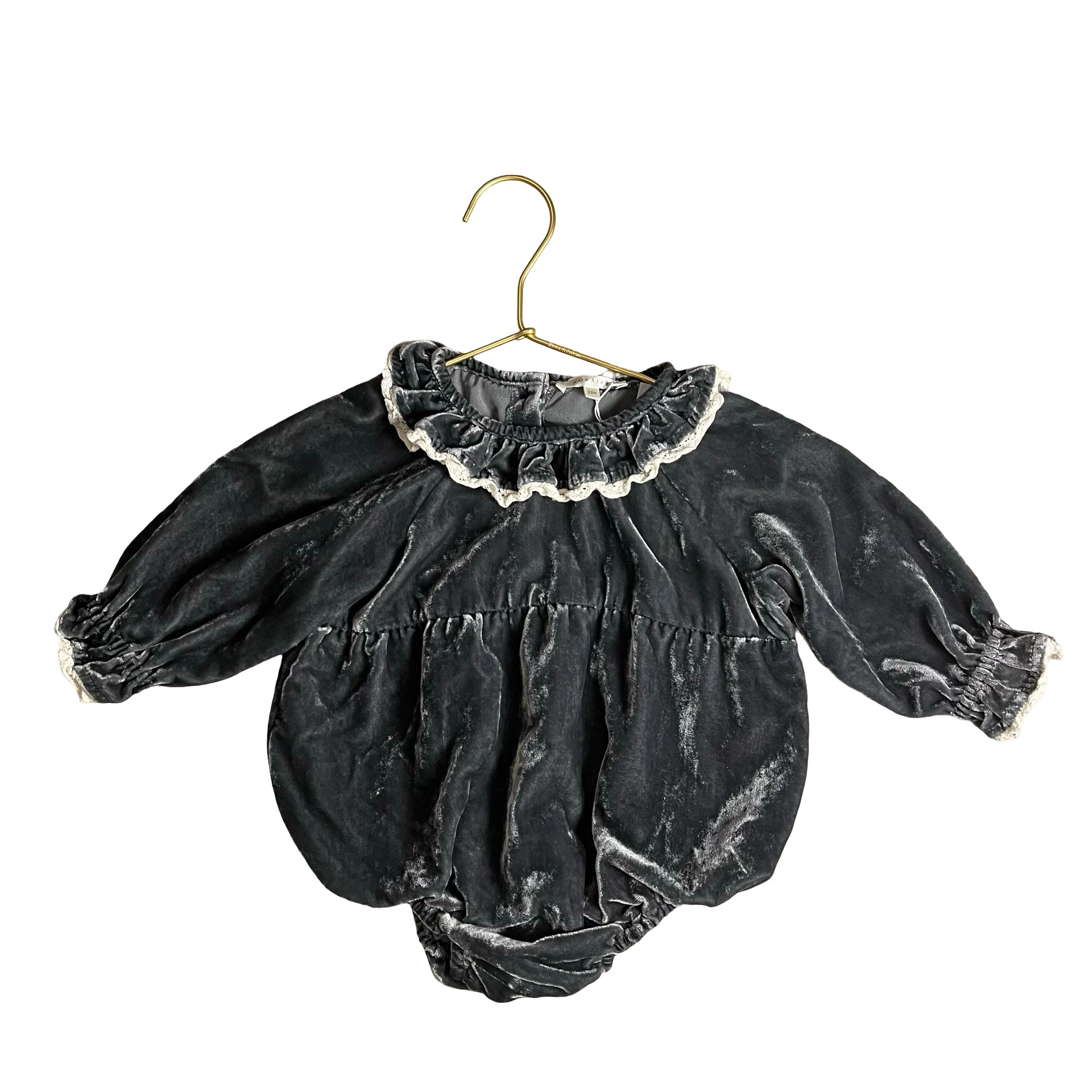 Noralee Dark Gray Velvet Bubble - Size 12 Months
