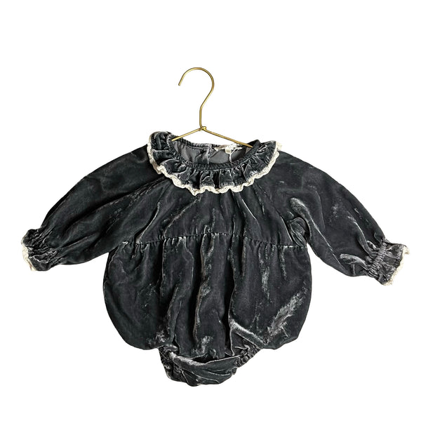 Noralee Dark Gray Velvet Bubble - Size 12 Months