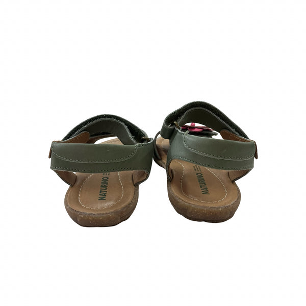 Naturino Green & Pink Flower Leather Sandals - Size 28 (11)