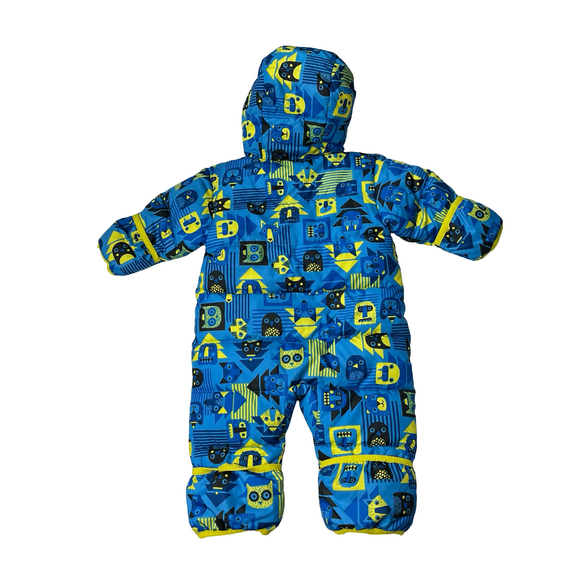 Columbia Sherpa-Lined Blue Animal Face Pattern Bunting - Size 3-6 Mo