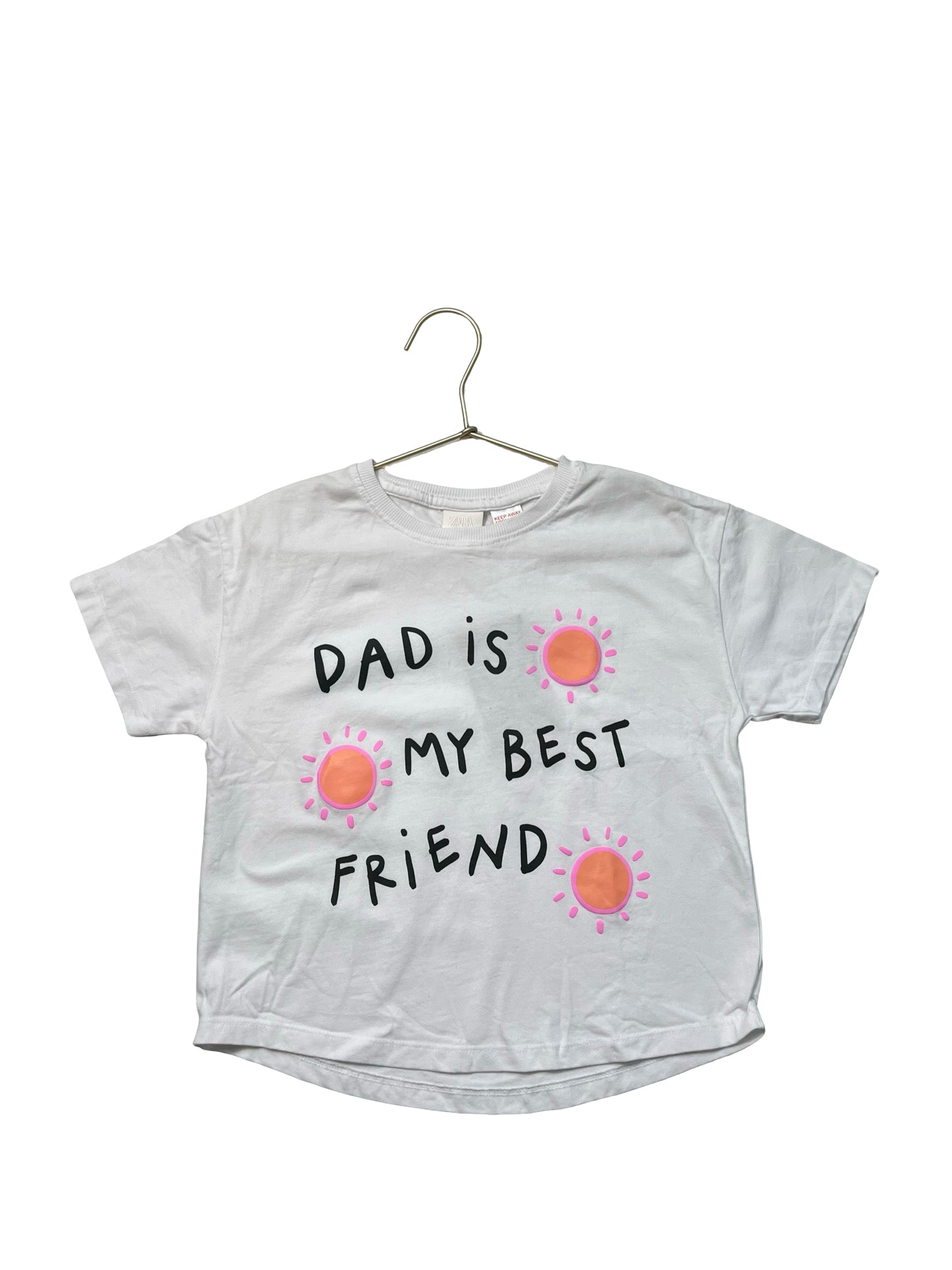 Zara White 'Dad Is My Best Friend' T-Shirt - Size 6