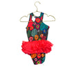 Cat & Jack Black Flower Print & Neon Tulle Swim Suit - Size 4T
