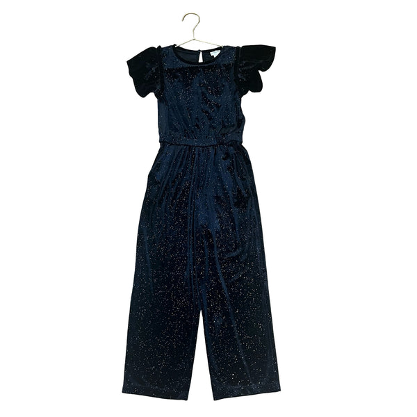 Crewcuts Black Gold Sparkle Velvet Jumpsuit - Size 7