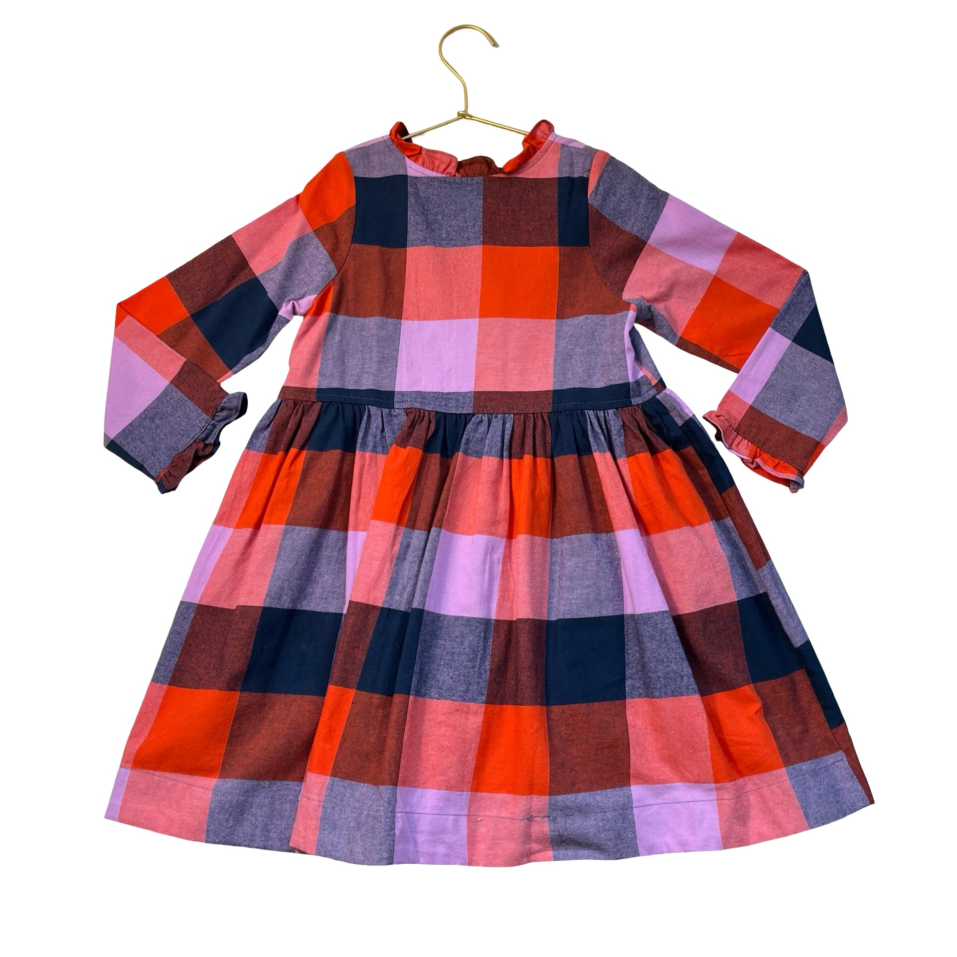 Pink Chicken Lavender, Navy, Red Plaid Flannel Dress - Size 6Y