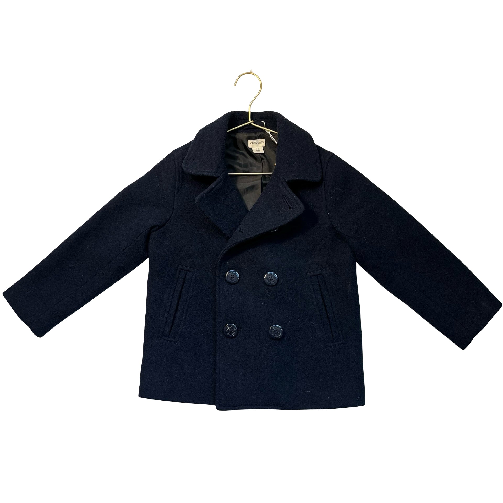Crewcuts Navy Wool-Blend Pea Coat - Size 4-5