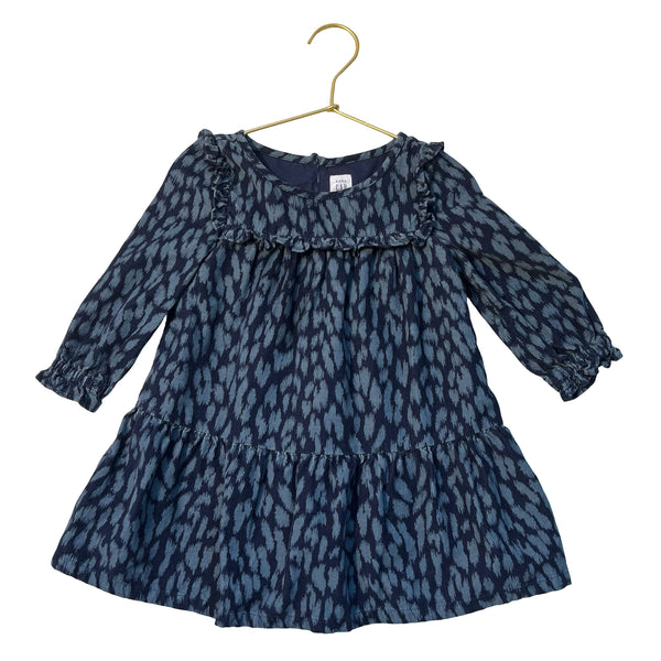 Baby Gap Navy & Blue Leopard Print Corduroy Dress - Size 2