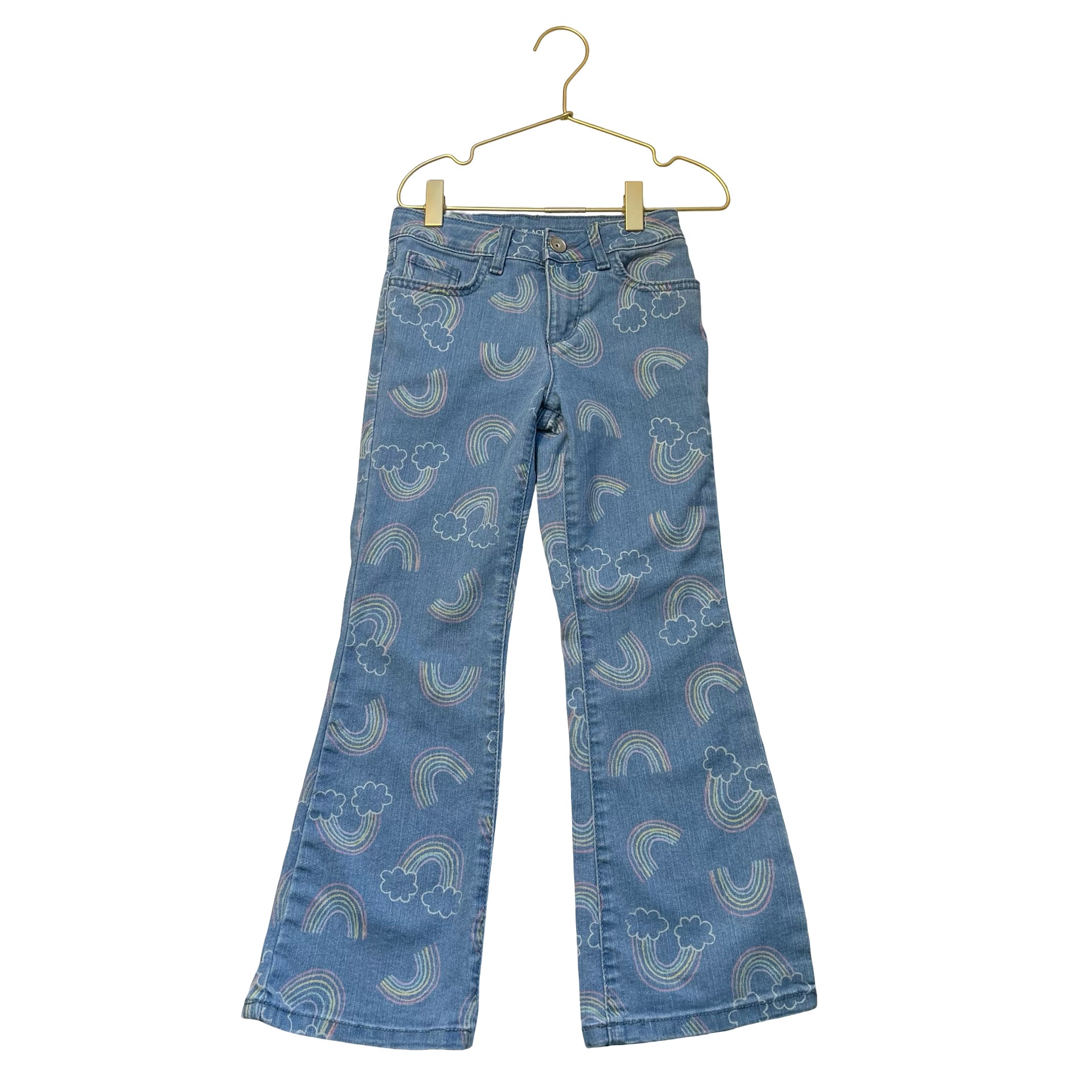 Children's Place Flare Denim Rainbow Print Jeans - Size 6