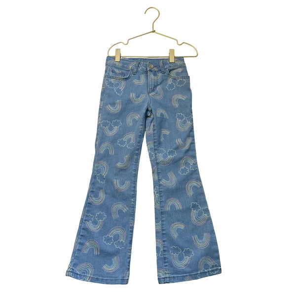 Children's Place Flare Denim Rainbow Print Jeans - Size 6