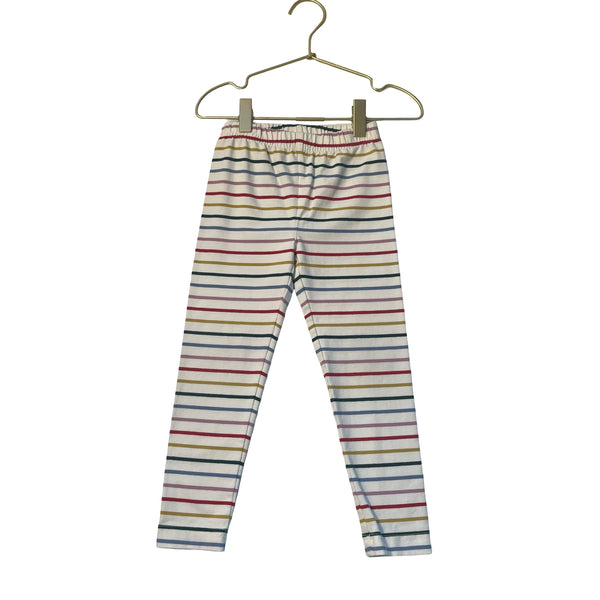 Hanna Andersson Ivory & Rainbow Striped Leggings - Size 4