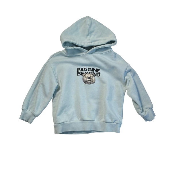 Zara Light Green 'Imagine Beyond' Bear Hooded Sweatshirt - Size 2