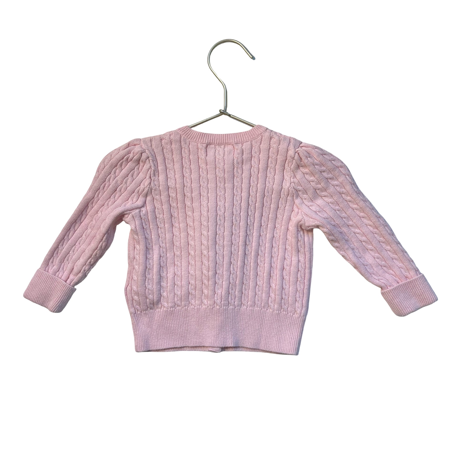 Ralph Lauren Pink Cotton Cable-Knit Cardigan Sweater - Size 12 Mo
